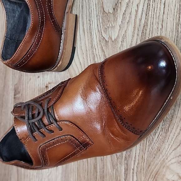 Stacy Adams Other - Stacy Adams Mens Dickinson Cap Toe Oxford Shoes Cognac Brown Roynd Toe Size 9W